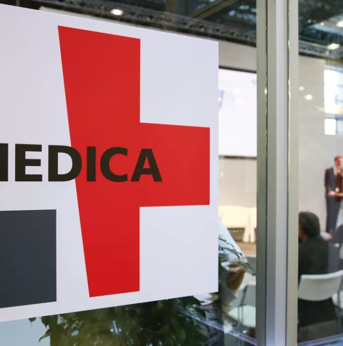 Medica logo on a window