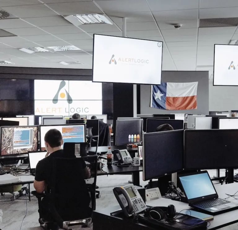 Office environment with multiple monitors