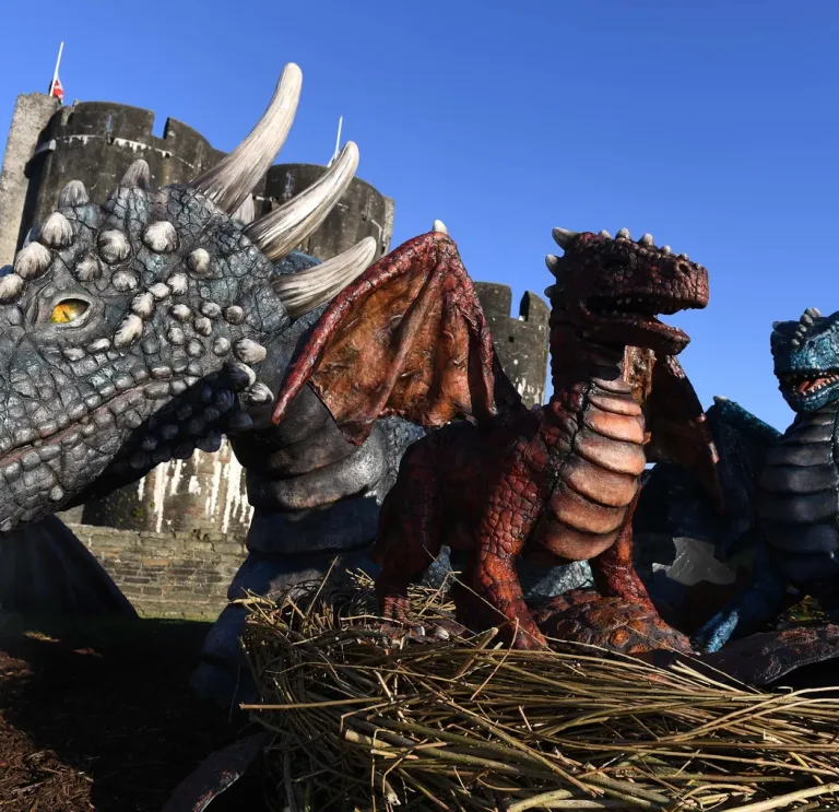 Dragons at Caerphilly castle 