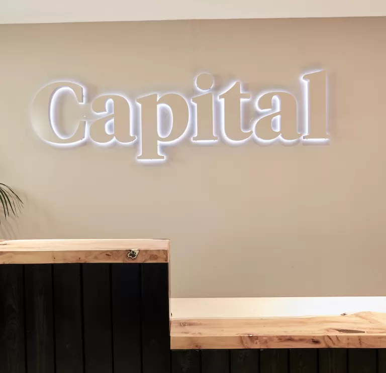 Capital Law Logo on the office wall