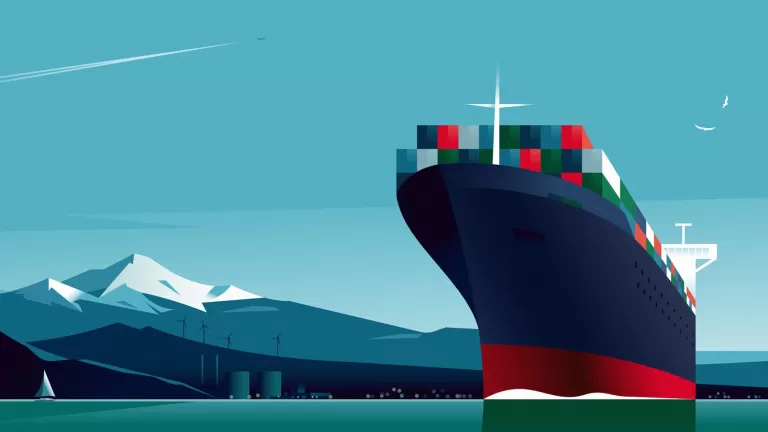 Graphic of a container ship