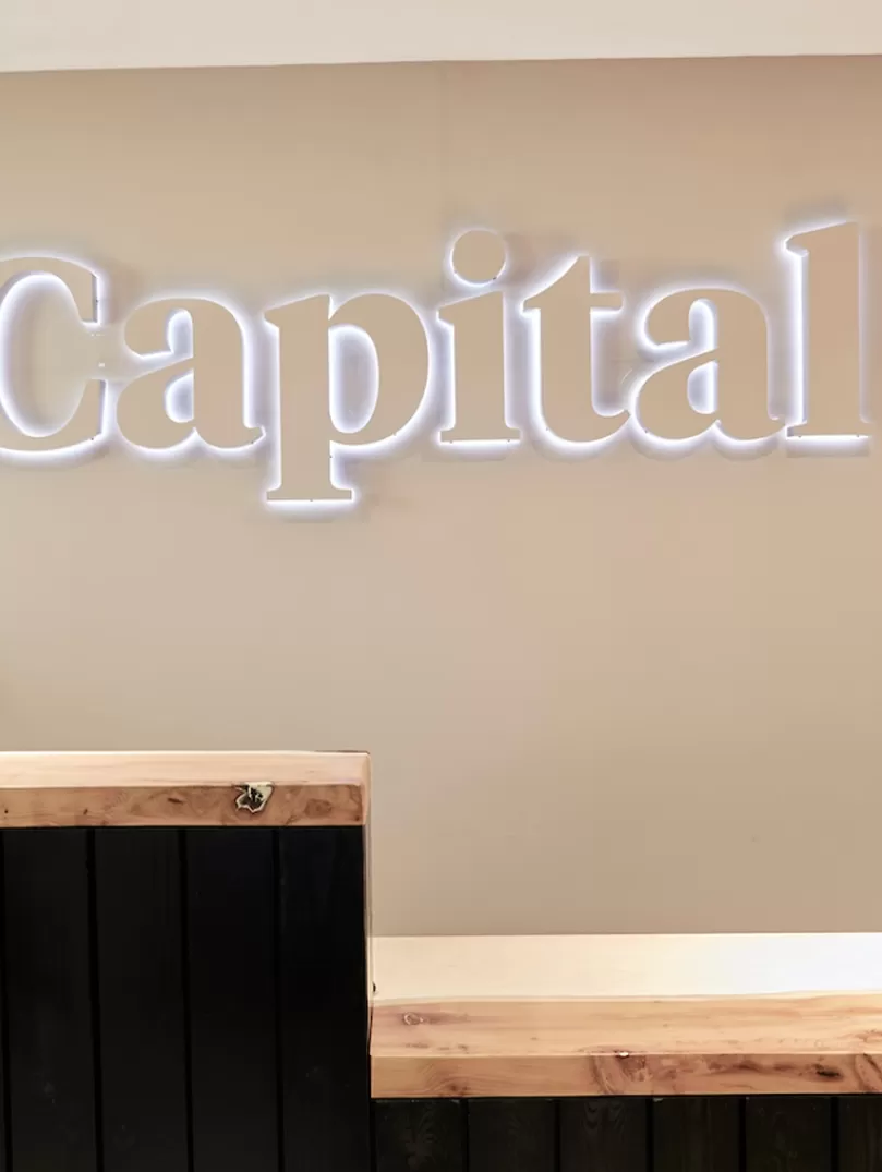Capital Law Logo on the office wall