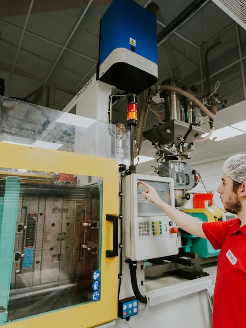 Man operating machinery
