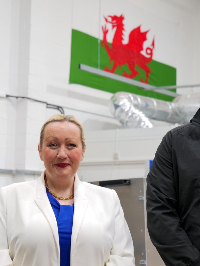 Economy Secretary Rebecca Evans with Joshua Western, Space Forge