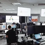 Office environment with multiple monitors