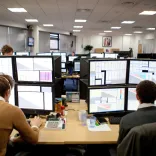 Office environment with multiple monitors