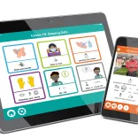 Table and mobile displaying an app
