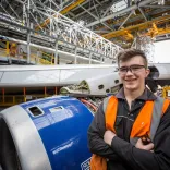 Man inside an aircraft hanger