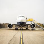 Stationary Airplane with some leaving via steps