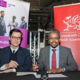 Indro Mukerjee, CEO of Innovate UK and Vaughan Gething, Welsh Government Economy Minister