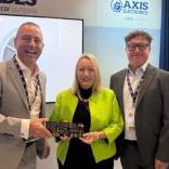 Cicor representatives with Economy Secretary Rebecca Evans at DSEI UK